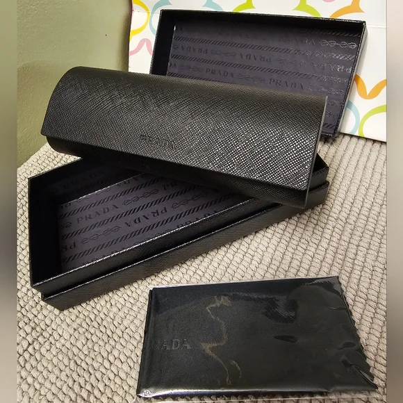 Authentic Prada Eyeglass Case New in Box with Prada cleaning cloth - Picture 3 of 4